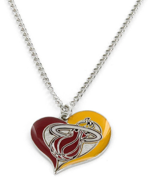 NBA Miami Heat Swirl Heart Necklace