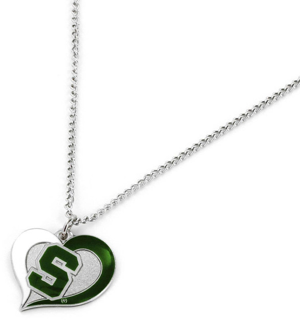 NCAA Michigan State Spartans Swirl Heart Necklace