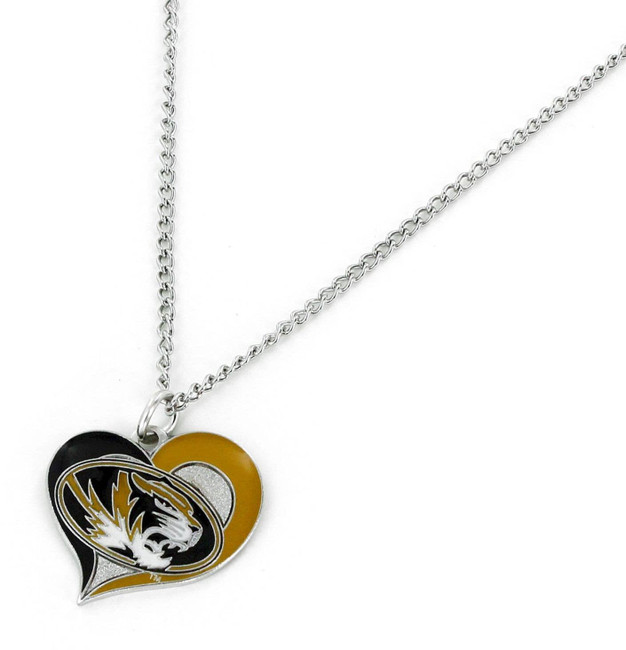 NCAA Missouri Tigers Swirl Heart Necklace