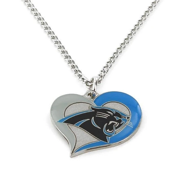 NFL Carolina Panthers Swirl Heart Necklace