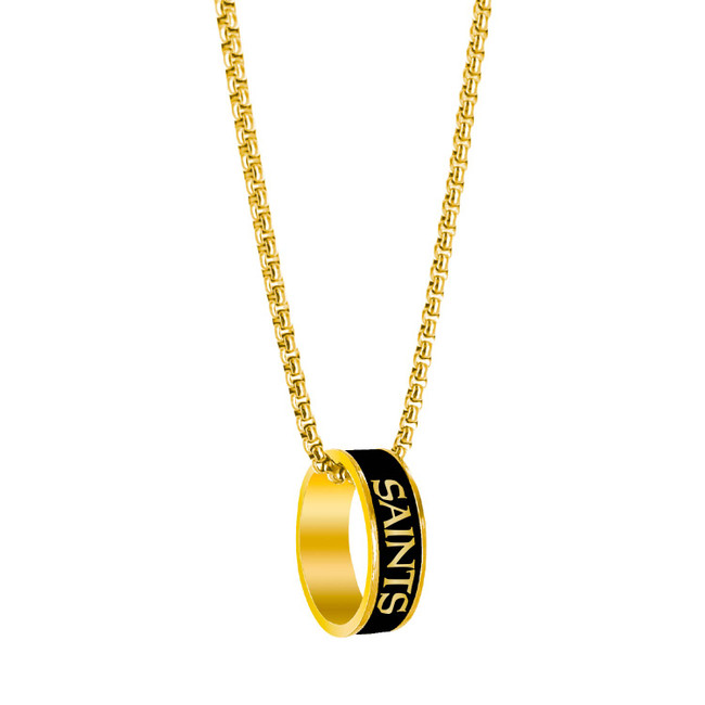 NFL New Orleans Saints Fashion Ring Necklace, Gold