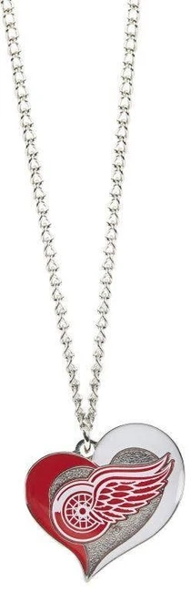 NHL Detroit Red Wings Swirl Heart Necklace