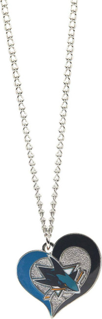 NHL San Jose Sharks Swirl Heart Necklace