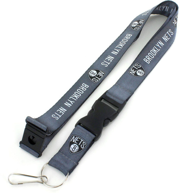 NBA Brooklyn Nets Team Lanyard Keychain ID Holder NBA Fan Accessory, Charcoal