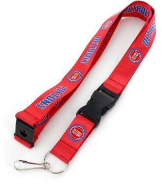 NBA Detroit Pistons Team Lanyard Keychain ID Holder NBA Fan Accessory, Red