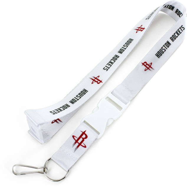 NBA Houston Rockets Team Lanyard Keychain ID Holder NBA Fan Accessory, White