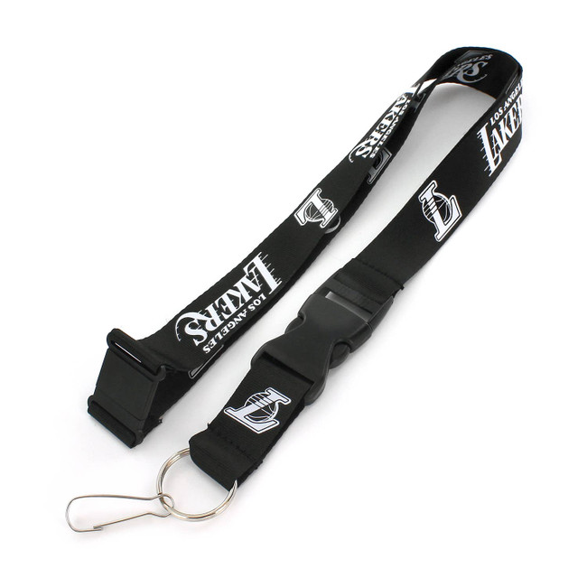 NBA Los Angeles Lakers Team Lanyard Keychain ID Holder NBA Fan Accessory, Black & White