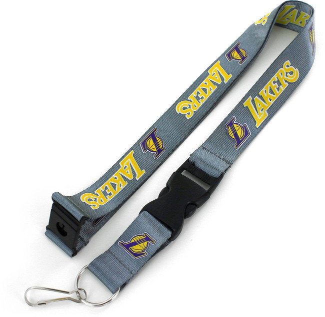 NBA Los Angeles Lakers Team Lanyard Keychain ID Holder NBA Fan Accessory, Charcoal
