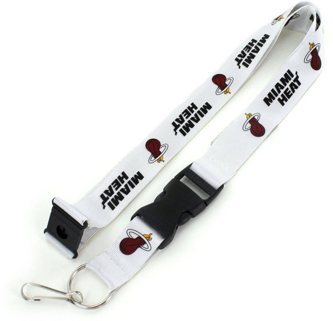 NBA Miami Heat Team Lanyard Keychain ID Holder NBA Fan Accessory, White