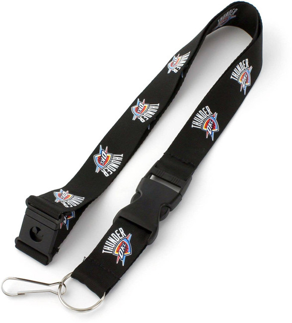 NBA Oklahoma City Thunder Team Lanyard Keychain ID Holder NBA Fan Accessory, Black