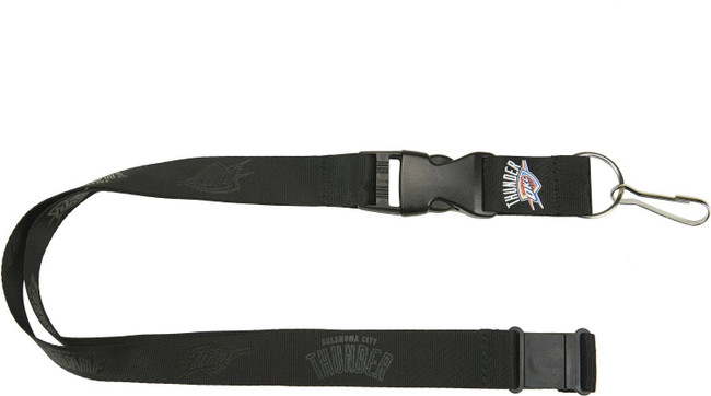NBA Oklahoma City Thunder Black on Black Lanyard Keychain ID Holder NBA Fan Accessory