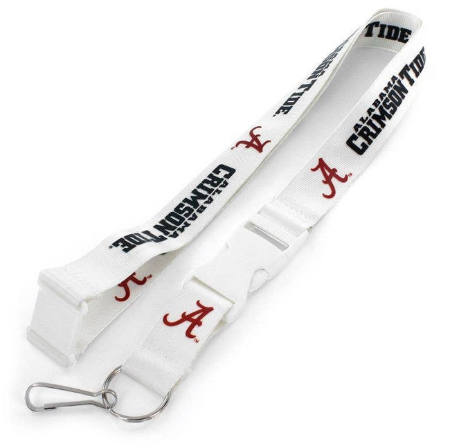 NCAA Alabama Crimson Tide Team Lanyard Keychain ID Holder NCAA Fan Accessory, White