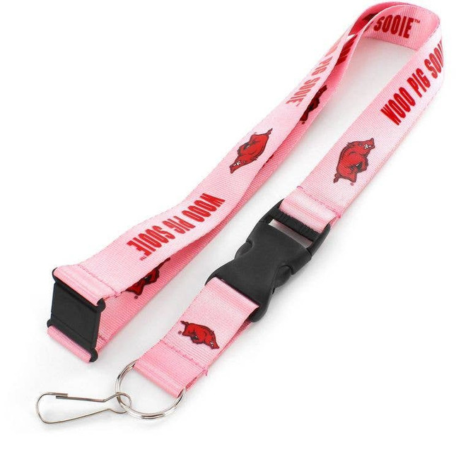 NCAA Arkansas Razorbacks Team Lanyard Keychain ID Holder NCAA Fan Accessory, Pink