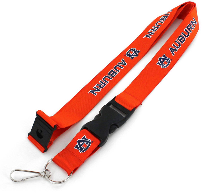 NCAA Auburn Tigers Team Lanyard Keychain ID Holder NCAA Fan Accessory, Orange