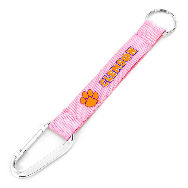 NCAA Clemson Tigers Pink Carabiner Lanyard Keychain ID Holder NCAA Fan Accessory Keychain