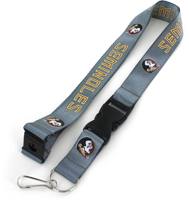 NCAA Florida State Seminoles Team Lanyard Keychain ID Holder NCAA Fan Accessory, Charcoal