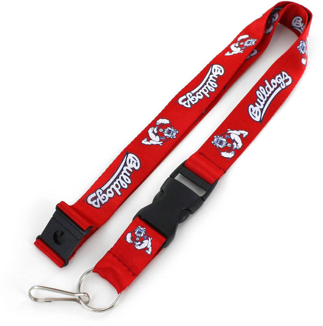 NCAA Fresno State Bulldogs Team Lanyard Keychain ID Holder NCAA Fan Accessory, Red