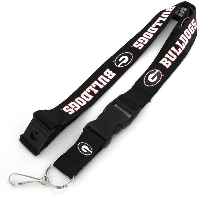 NCAA Georgia Bulldogs Team Lanyard Keychain ID Holder NCAA Fan Accessory, Black