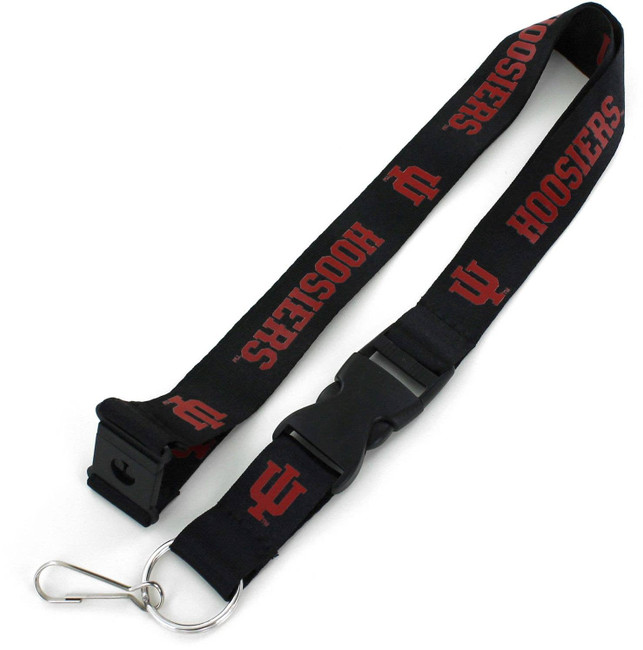 NCAA Indiana Hoosiers Team Lanyard Keychain ID Holder NCAA Fan Accessory, Black