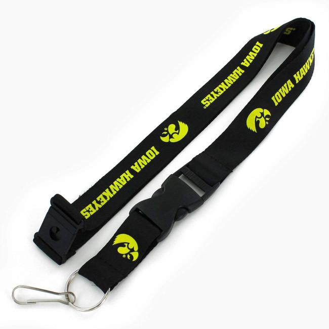 NCAA Iowa Hawkeyes Team Lanyard Keychain ID Holder NCAA Fan Accessory, Black