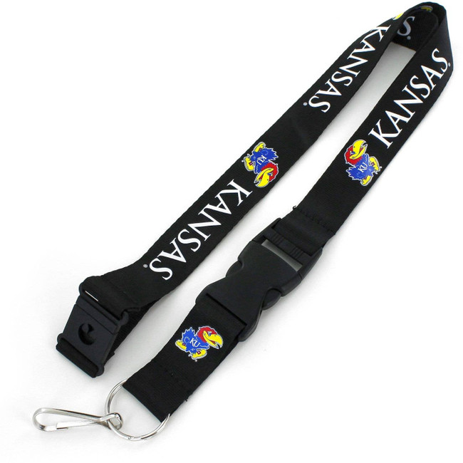 NCAA Kansas Jayhawks Team Lanyard Keychain ID Holder NCAA Fan Accessory, Black