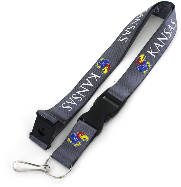 NCAA Kansas Jayhawks Team Lanyard Keychain ID Holder NCAA Fan Accessory, Charcoal