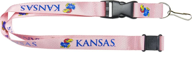 NCAA Kansas Jayhawks Team Lanyard Keychain ID Holder NCAA Fan Accessory, Pink