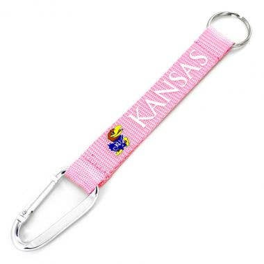 NCAA Kansas Jayhawks Pink Carabiner Lanyard Keychain ID Holder NCAA Fan Accessory Keychain