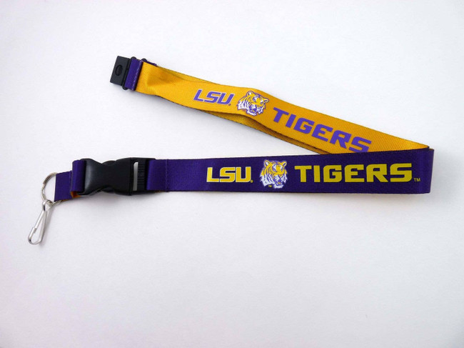 NCAA LSU Tigers Reversible Lanyard Keychain ID Holder NCAA Fan Accessory