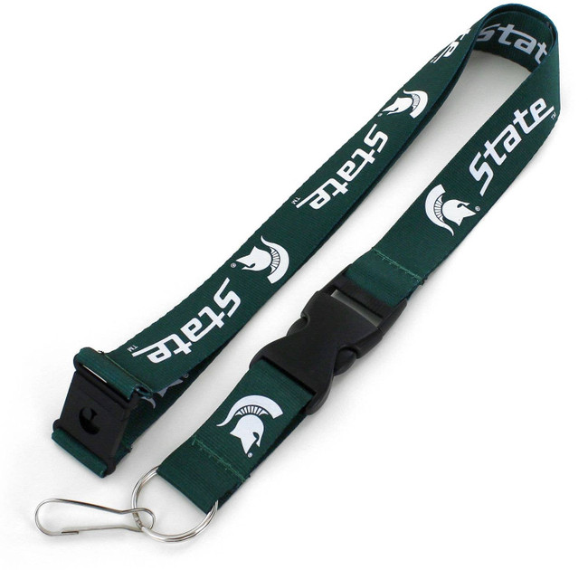 NCAA Michigan State Spartans Team Lanyard Keychain ID Holder NCAA Fan Accessory, Green