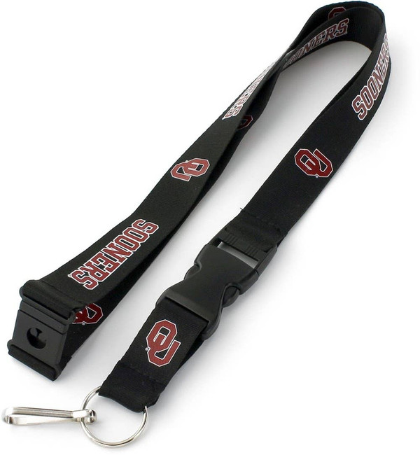 NCAA Oklahoma Sooners Team Lanyard Keychain ID Holder NCAA Fan Accessory, Black