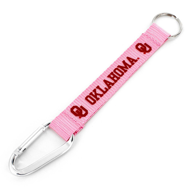 NCAA Oklahoma Sooners Pink Carabiner Lanyard Keychain ID Holder NCAA Fan Accessory Keychain