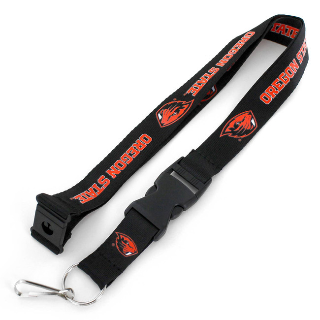 NCAA Oregon State Beavers Team Lanyard Keychain ID Holder NCAA Fan Accessory, Black