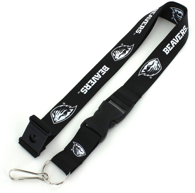 NCAA Oregon State Beavers Team Lanyard Keychain ID Holder NCAA Fan Accessory, Black & White