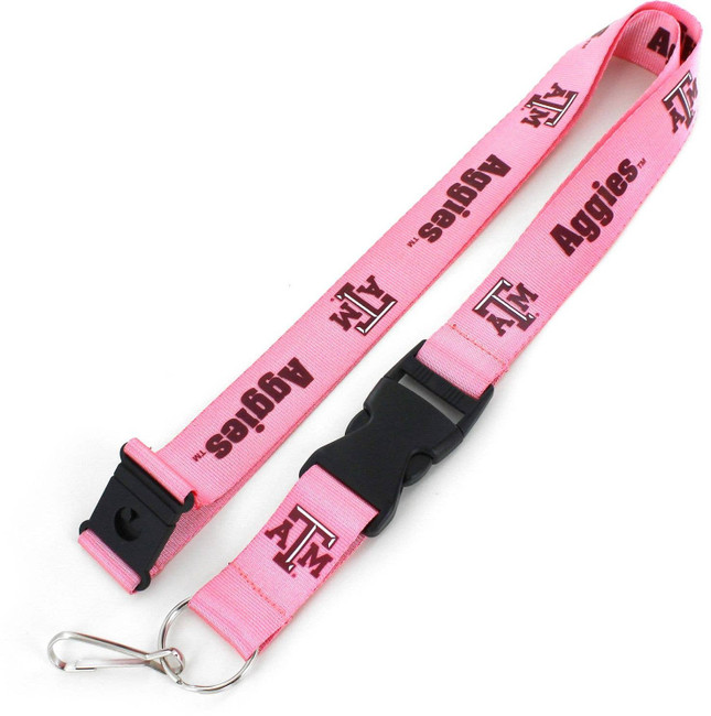NCAA Texas A&M Aggies Team Lanyard Keychain ID Holder NCAA Fan Accessory, Pink