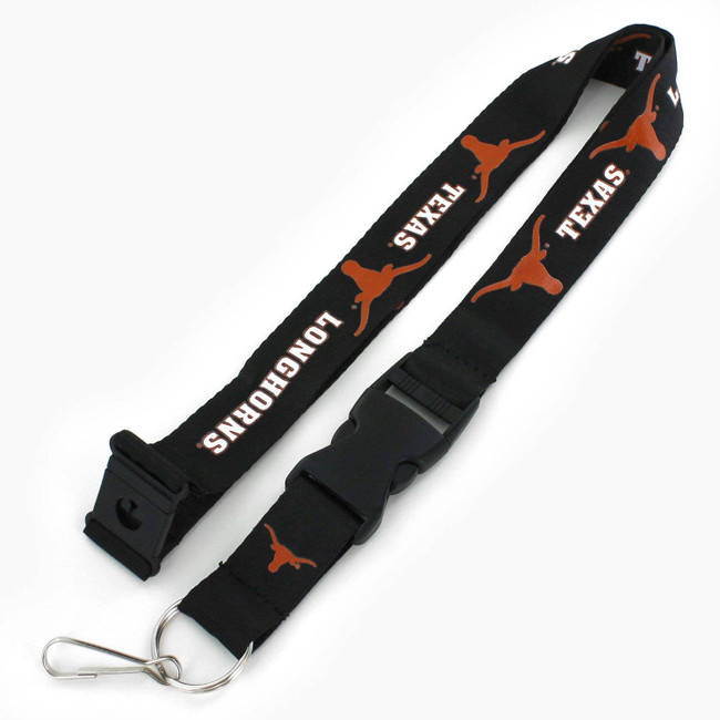 NCAA Texas Longhorns Team Lanyard Keychain ID Holder NCAA Fan Accessory, Black
