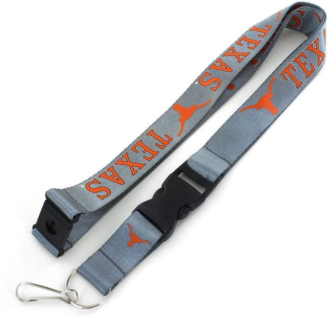 NCAA Texas Longhorns Team Lanyard Keychain ID Holder NCAA Fan Accessory, Charcoal