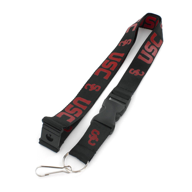 NCAA USC Trojans Team Lanyard Keychain ID Holder NCAA Fan Accessory, Black