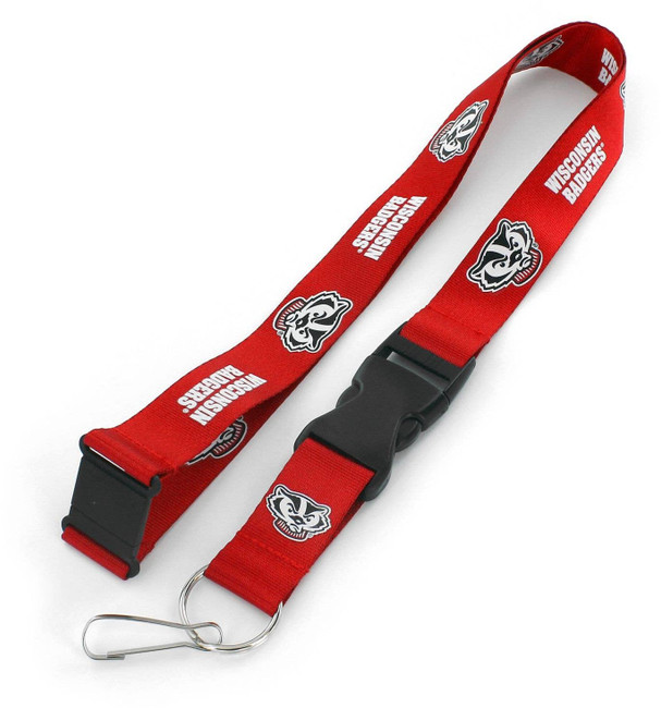NCAA Wisconsin Badgers "Bucky" Team Lanyard Keychain ID Holder NCAA Fan Accessory, Red