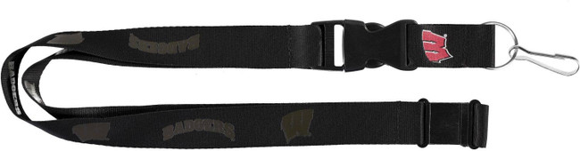 NCAA Wisconsin Badgers Black on Black Lanyard Keychain ID Holder NCAA Fan Accessory