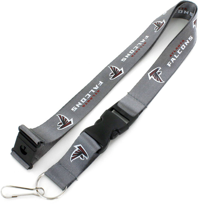 NFL Atlanta Falcons Team Lanyard Keychain ID Holder NFL Fan Accessory, Charcoal