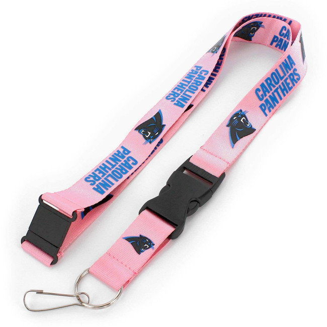 NFL Carolina Panthers Team Lanyard Keychain ID Holder NFL Fan Accessory, Pink
