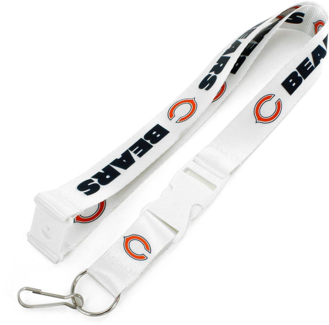 NFL Chicago Bears Team Lanyard Keychain ID Holder NFL Fan Accessory, White