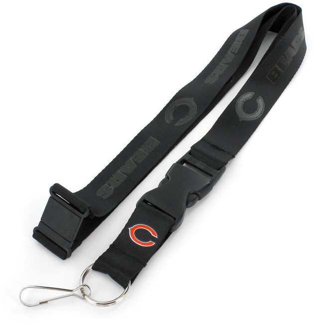 NFL Chicago Bears Black on Black Lanyard Keychain ID Holder NFL Fan Accessory