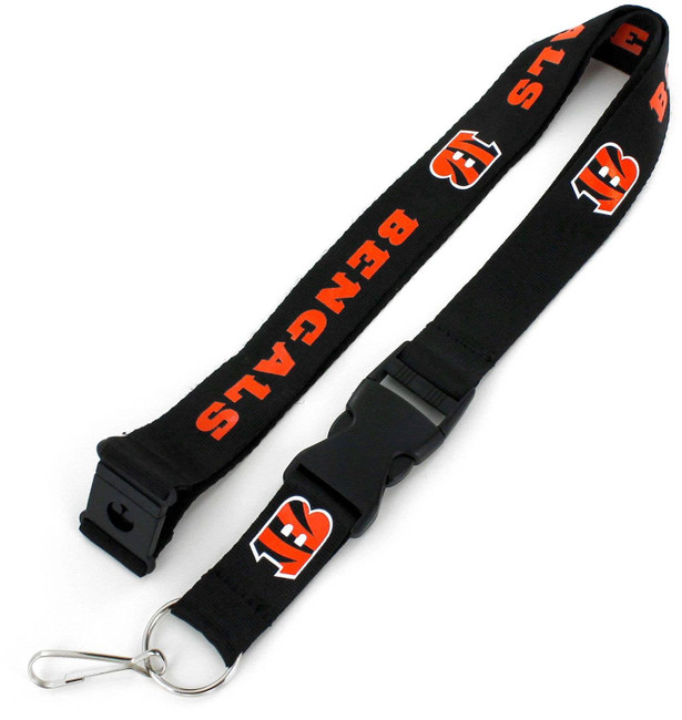 NFL Cincinnati Bengals Team Lanyard Keychain ID Holder NFL Fan Accessory, Black