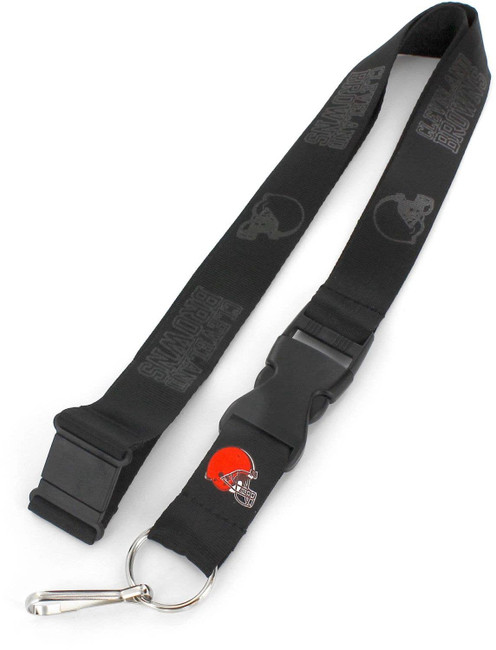 NFL Cleveland Browns Black on Black Lanyard Keychain ID Holder NFL Fan Accessory
