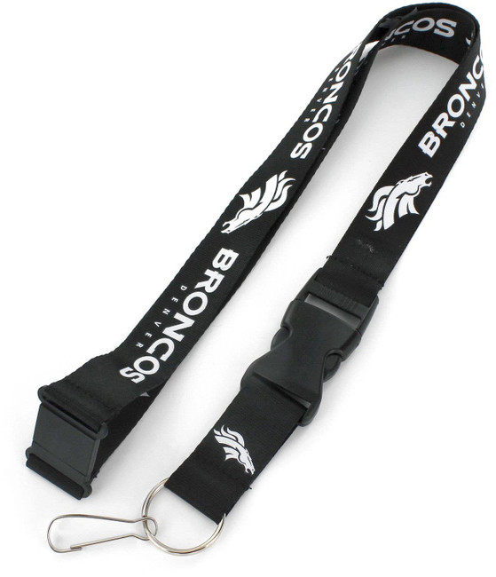 NFL Denver Broncos Team Lanyard Keychain ID Holder NFL Fan Accessory, Black & White