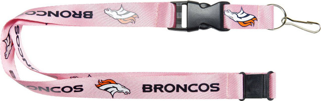 NFL Denver Broncos Team Lanyard Keychain ID Holder NFL Fan Accessory, Pink