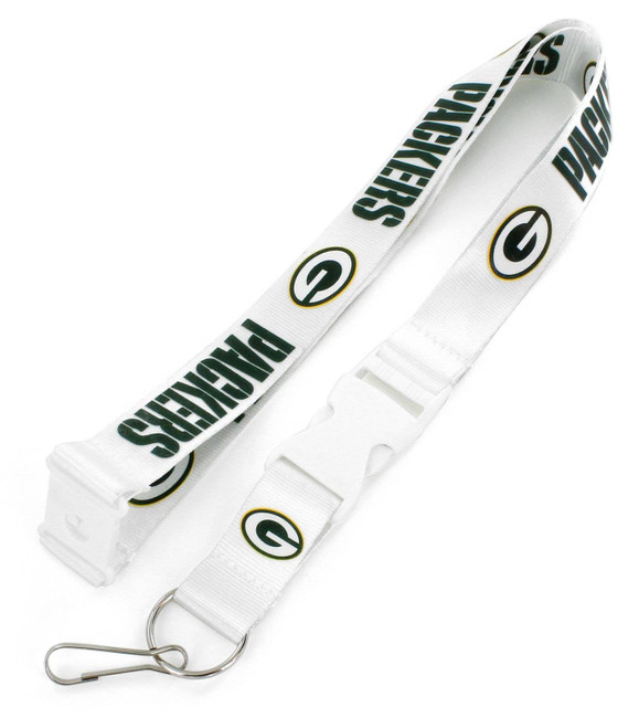 NFL Green Bay Packers Team Lanyard Keychain ID Holder NFL Fan Accessory, White