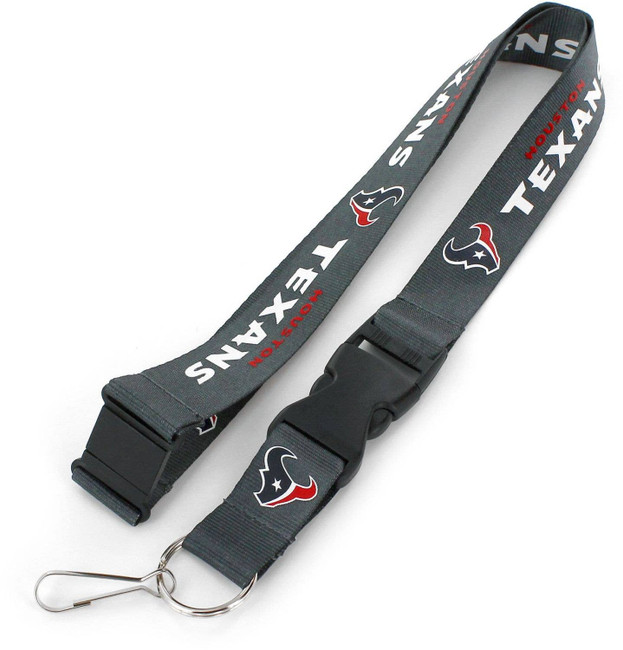 NFL Houston Texans Team Lanyard Keychain ID Holder NFL Fan Accessory, Charcoal